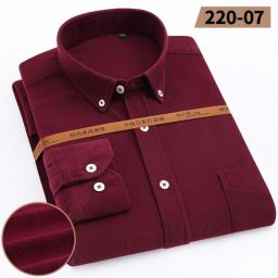 Plus Size S~7XL Corduroy Shirt Men Casual Long Sleeve Regular Fit Business Dress Shirts For Male Soft Leisur Comfortable Pocket