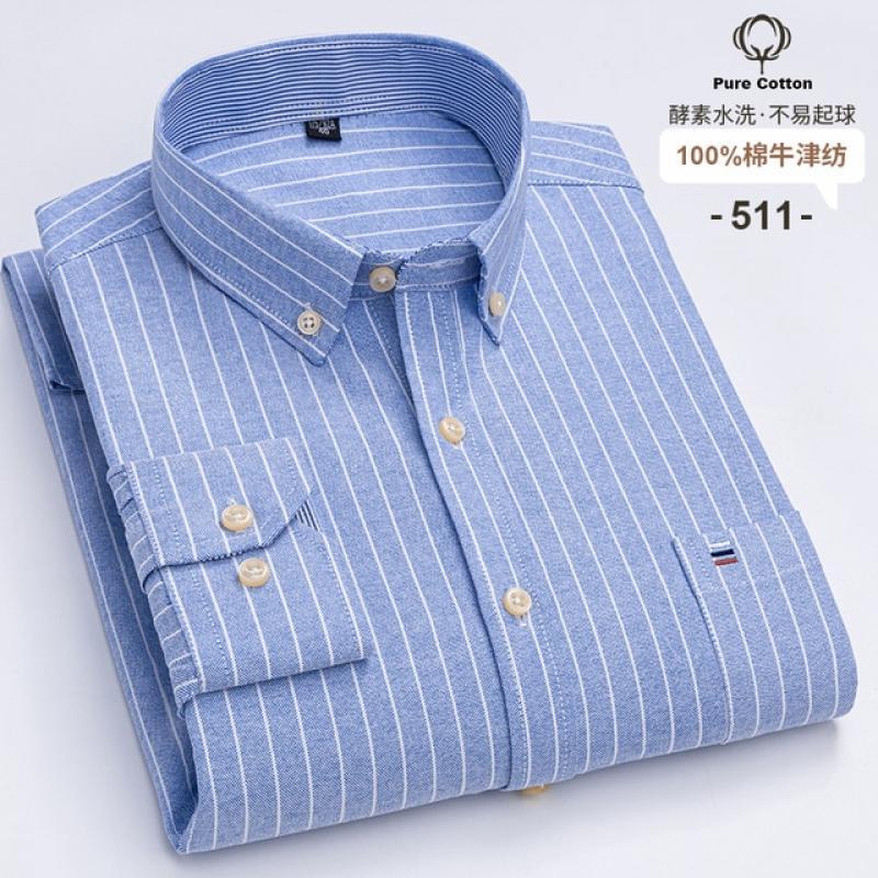 2023 New Plaid Shirts For Mens Long Sleeve Cotton Casual Dress Shirts Man Chest Pocket Regular-Fit Men Social Shirt Clothing 4XL
