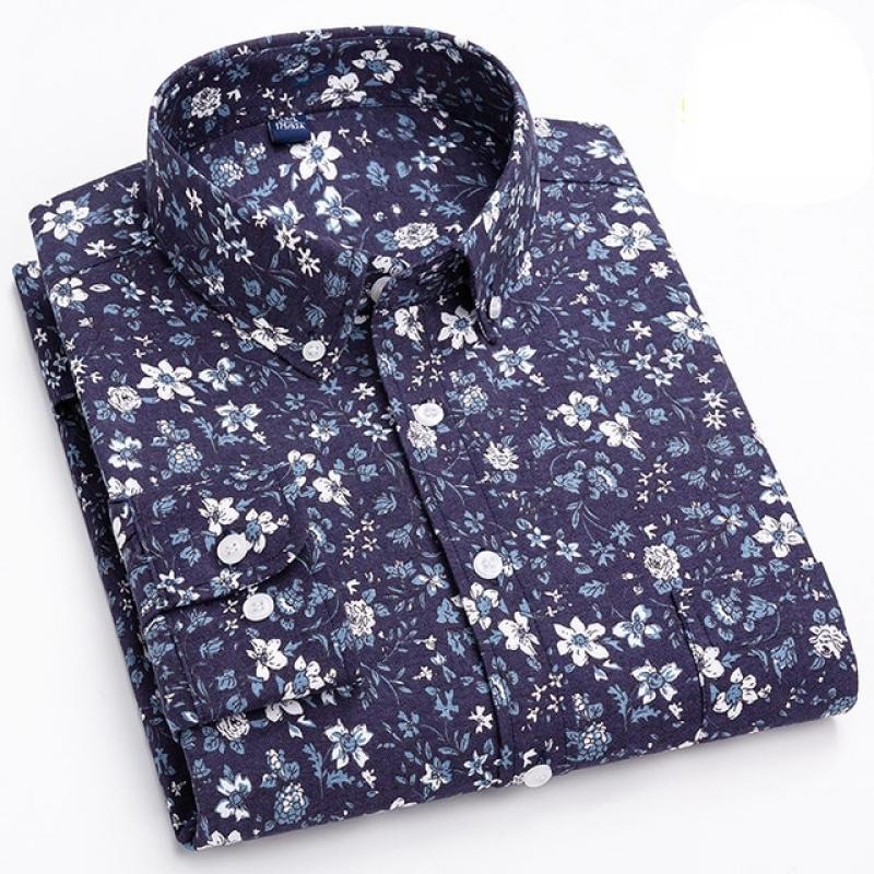 100 % Pure Cotton 23 Color 7XL Oversized Button Up Shirt Striped Plaid Shirt Long Sleeve Shirt for Men Casual Slim Fit Shirt Men