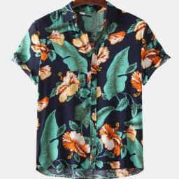 Men Leaves Elegant Camisa Floral Masculina Social Summer Hawaiian Short Sleeve Oversize Printing Resort Style Top Custom Shirt