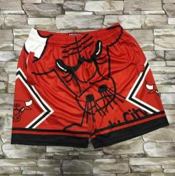 Chicago Bulls Basketball Shorts Men Color Patchwork Loose Running Sport Gym Mesh Breathable Fitness Training Workout Shorts Male