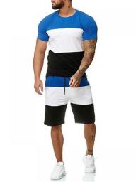 New Summer Men's Short-sleeved Sports Suit Outdoor Casual Color Matching Suit