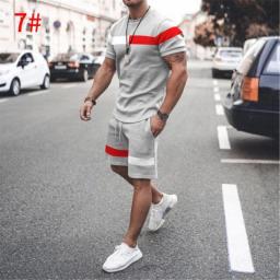 Men Tracksuit T-shirt Shorts Outfits Sets Oversized Cloth Summer Men's T-Shirt Set 100Percent Synthetic Material Comfortable And Cool