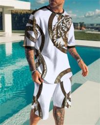 Men Suits KING 3D Print Shorts Man's Clothing Tees Pant Sets Suit King T-shirt Jogging Set Tracksuit Training Clothes Set Outfit