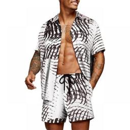 11 Colors Mens Fashion Print Sets Lapel Short Sleeve Casual Shirt Beach Shorts Set Summer Vacation Hawaiian Suits S-5XL