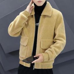 2022 Autumn And Winter Lapel Coat Men's Short Youth Slim Thick Coat Trend