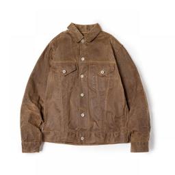 Maden Retro Khaki  Jacket Male Size M To 3XL Waxed Canvas Cotton  Jackets Military Uniform Light Casual Work Coats Man Clothing