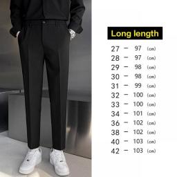 Spring Summer Suit Pants Men Stretch Business Elastic Waist Slim Ankle Length Pant Korean Thin Trousers Male Large Size 40 42