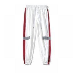 Men Streetwear Reflective Joggers Pants 2023 Man Korean Fashion Hip Hop Sweatpants Couple Side Striped Harem Sport Trousers Male