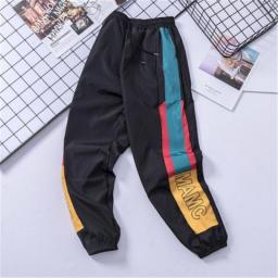 Hip Hop Streetwear Men's Splice Joggers Pants Male Fashion Casual Cargo Pant Trousers High Street Elastic Waist Harem Pants Men