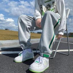 Spring Autumn Y2K Fashion Hip Hop Loose Striped Trousers Man Casual Sports Pants Sweatpants Contrast Color Streetwear Clothes
