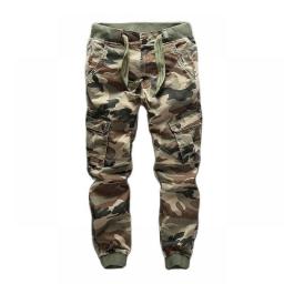 2022 Spring Cargo Pants Men Slim Trendy Camouflage Drawstring Military Army Style Streetwear Men's Trousers Casual Pants Joggers
