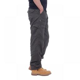FGKKS Men Multi-pocket Cargo Pants Zipper Pure Cotton Straight Leg Pants Loose Casual Solid Color Construction Pants