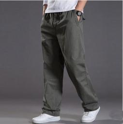 Mens Casual Cargo Cotton Pants Men Pocket Loose Straight Pants Elastic Work Trousers Brand Fit Joggers Male Super Large Size 6XL
