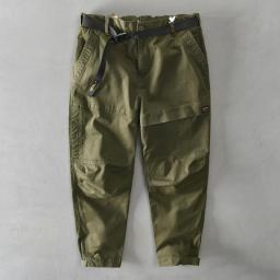 Autumn And Winter New Men Cotton Solid Color Loose Casual Safari Style Pants Pocket Army Green Workwear GML04-Z331