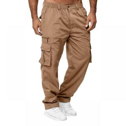 M-3XL 4Colors Multi Pocket Elastic Loose Men Long Cargo Pants Straight Casual Daily Outdoor Sports Work Trousers Streetwear