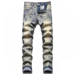 Original Design New European American Digital Printed Jeans Men Slightly Play Fashion Street Style Pants Hip Hop Clothing