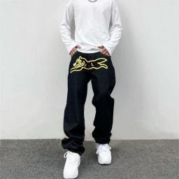 Y2K Hip Hop Gothic Jeans Street Men's New Loose Rock Jeans Pants Harajuku Casual Loose Black Denim Trousers Streetwear