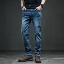KSTUN Jeans Men Retro Blue Straight Regular Fit Business Casual Denim Pants Men's Jeans Long Trousers Vintage Jeans Oversize 40