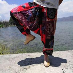 Baggy Cotton Linen Men's Women's Harem Pants Hip Hop Wide Leg Trousers Casual Loose Vintage Nepal Style Pants Pantalon Hombre