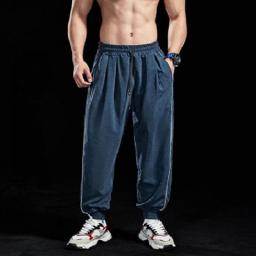 2023 Fitness Blockade Trousers Men's Leisure Fashion Sports Running Loose Trousers Muscle Men's Thin Breathable Bunch Trousers