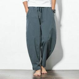 Men's Plus Size Linen Loose Trousers Chinese Style Harem Pants
