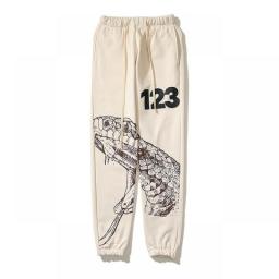 RRR123 Sketch Poisonous Snake Washed Old Vintage Loose Sweatpants Men's European And American Fashion Brand Men's And Women's Gu