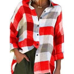 Plaid Blouse Newest Fashion Checkered Casual Long Sleeve Shirt Single-breasted Woman Female Lady Buttons Top Clothing Plus Size