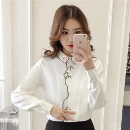 Autumn Long Sleeve Embroidery Women Blouses Shirt Office Girl Shirt Female Pattern White Shirt Female Women Tops  Blusa 7902 50