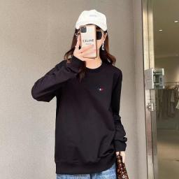 New Tricolor Small Fox Embroidery Loose Men Women Sweatshirts O-Neck Pure Cotton Unisex Fashion Casual Pullover Classic Lady Top