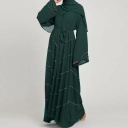 Ramadan Muslim Kimono Abaya Dubai Summer Party Elegant Hijab Dress Beaded Open Abayas For Women Turkey Dresses Islam Kaftan Robe