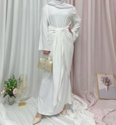 Ramadan Open Abaya Kimono Femme Muslim Satin Hijab Dress Abayas For Women Dubai Kaftan Robe Islam Elegant Modest Clothes