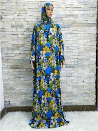 2023Eid Abaya Muslim Womens Hooded Turkey-African Prayer Garment Kaftan Dress With Hijab Floral Prints Dubai Saudi Robe Ramadan