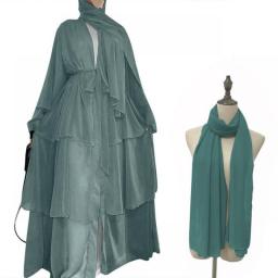 Chiffon Open Abaya Dubai Turkey Kaftan Muslim Cardigan Abayas Dresses For Women Casual Robe Kimono Femme Caftan Islam Clothing