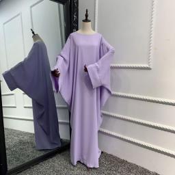 Muslim Women Hijab Dress Prayer Clothes Batwing Abaya Matching Head Cover Scarf Islam Jilbeb Dubai Turkey Saudi Jilbaab Robe