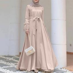 Women Middle East Abaya Dress Islamic Clothing Solid Color Turkey Caftan Hijab Saudi Muslim Solid Robe Casual Lace Dress Abaya