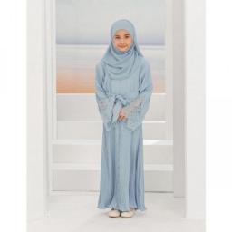 Muslim Children Girls Prayer Dress 2 Pieces Hijab Abaya Ramadan Sets Arab Kids Jilbab Headscarf Long Robe Islamic Party Gown