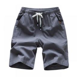 Trendy Men Shorts Summer Mid-Waist Thin Elastic Waist Knee Length Pants  Short Pants Ice Silk