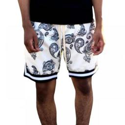 Harajuku Men Shorts Bandana Pattern Lace-up Elastic Waist Man Casual Beach Shorts Fashion Hip Hop Men's Brand Short Pant Bottoms