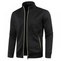 2022 New Men's Thin Fleece Jacket Casual Zipper Thermal Outerwear Male Stand Collar Solid Color Outdoor Coat M-4XL