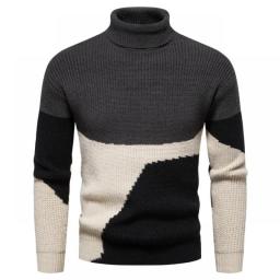 New High Quality Men's Turtleneck Sweater Fashion  Youth Casual Warm Comfortable Knitted Tops