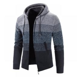 Zipper Cardigan Sweater For Men Color Matching Knitted Warm Autumn Winter Jacket Men Clothing Jersey Hombre