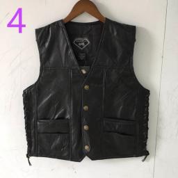 Men Waistcoat Sheep Genuine Leather Vest Embroidery Fashion Man Motorcycle Clothes Jacket Letter Sleeveless Jacket Coat Clothing