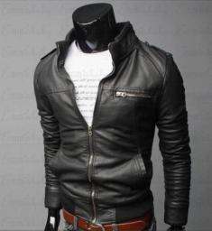 Hot Fashion Mens Cool Bomber Jackets Men Jacket Autumn Winter Collar Slim Fit Motorcycle Leather Jacket Coat Outwear Streetwear