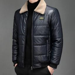 2022 New Men's Warm Cotton Jacket Men's Business Style Cotton Clothing Lamb Cashmere Cotton Clothing Casual Leather Garment