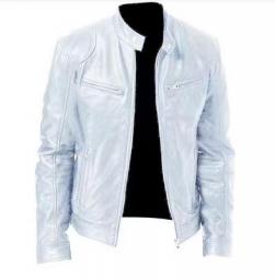2023Motorcycle Jacket Mens Slim Fit Short-Coat Collar PU Jackets Winter Autumn Zipper Stand Windproof Leather Coat
