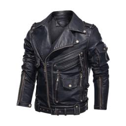 DIMUSI Winter Winter Mens Leather Jacket Men Fashion Motorcycle PU Leather Jacket Cool Zipper Pockets Leather Coats Clothing