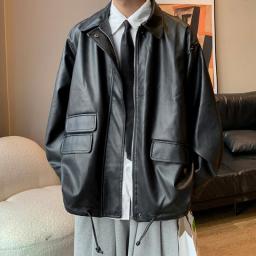 Privathinker Mens Leather Jacket Loose Fashion Fake Luxury Unisex Clothing Autumn Male Coats Casual Korean Style Zippers Outwear