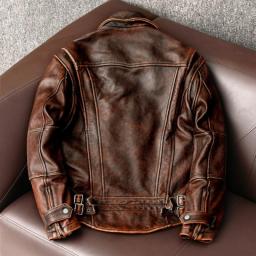 Swallow Tailed Men Leather Jacket Vintage Motorcycle Jackets 100Percent Cowhide Leather Coat Male Biker Clothing Asian Size S-6XL M697