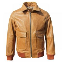Classic Flight A2 Jackets Men Leather Jacket 100Percent Natural Cowhide 4 Colors Man Skin Coat Winter Clothing Autumn Chest 130cm M228
